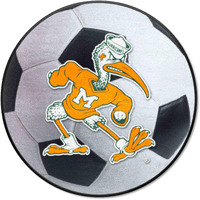 FANMATS 5069 Miami Hurricanes Soccer Ball Rug - 27in. Diameter -  Sebastian the Ibis  Logo