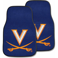 FANMATS 5490 Virginia Cavaliers Front 2-Piece Team Logo Carpet Car Mat Set, Front Row Automotive Floor Mats, Non-Slip Backing, Team Colors