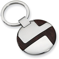 Stainless Steel Polished Wood Inlay Key Chain