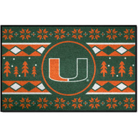 FANMATS 25840 NCAA - Miami Hurricanes Holiday Sweater Starter Mat Accent Rug - 19in. x 30in. | Sports Fan Home Decor Rug and Tailgating Mat