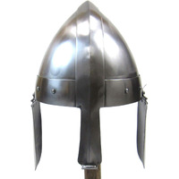 Medieval Nasal Warrior Helmet w/Ear Guards, Silver, Chrome, One Size, 13  Tall