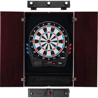 Viper by GLD Products Showdown Electronic Dartboard, Metropolitan Mahogany Cabinet, Laser Throw Line Marker & Shadow Buster Dartboard Lights