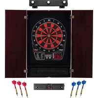 Viper 797 Electronic Dartboard, Metropolitan Mahogany Cabinet, Laser Throw Line Marker & Shadow Buster Dartboard Lights