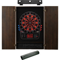 Viper by GLD Products 800 Electronic Dartboard, Metropolitan Espresso Cabinet, Laser Throw Line & Shadow Buster Dartboard Light Bundle