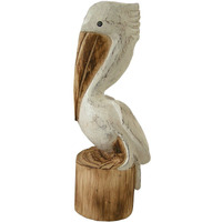 Cohasset Gifts Pickford Solid Wooden Pelican, Approximately 15  Tall, Hand Carved Distressed White Finish