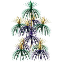 Beistle Party Decoration Firework Chandelier 24  x 12  - Gold, Green & Purple- Pack of 12