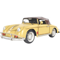 Old Modern Handicrafts 1955 Porsche 356 Speedster Small Yello Car Model - Vintage 18 Scale Model Decoration for Home and Office - 10.5  x 5.3  x 3.5  inches