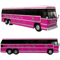 1980 MCI MC-9 Crusader II Intercity Coach Bus Pink Allstate Charter Lines Inc. 1/87 (HO) Diecast Model by Iconic Replicas 87-0272