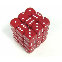 212 Main 25804 Opaque Red with White - 12 mm Six Sided Dice Set of 36