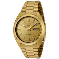 Seiko Men's SNXS80K 5 Automatic Gold Dial Gold-Tone Stainless Steel Watch