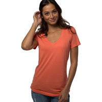 Cariloha Women's Bamboo-Viscose V-Neck Tee - Cooling, Moisture Wicking Short Sleeve Shirt - XX-Large - Sunkissed Coral