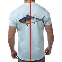 Del Sol Color Changing Men's Premium Crew Tee - Big Fish, Ice Blue, Size M