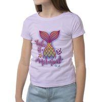 Del Sol Color Changing Youth Girls Crew Tee - Tales of a Mermaid, Lilac, Size YS