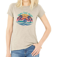 Del Sol Color Changing Women's Boyfriend Tee, Come Sail Away, Size L