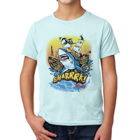 Del Sol Color Changing Youth Boys Premium Crew Tee - Sharrrk!, Ice Blue, Size YS