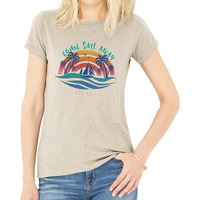 Del Sol Color Changing Women's Boyfriend Tee, Come Sail Away, Size XL