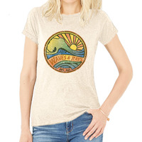 Del Sol Color Changing Women's Boyfriend Tee, Waves and Rays, Size M