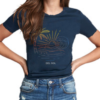 Del Sol Color Changing Women's Boyfriend Tee - Sunny Beaches, Indigo, Size S