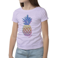 Del Sol Color Changing Youth Girls Crew Tee - Pineapple Love, Lilac, Size YM