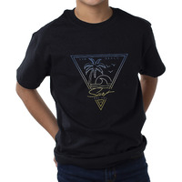 Del Sol Color Changing Youth Boys Crew Tee - Surf Sun Beaches, Black, Size YS