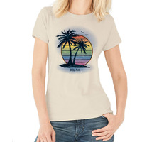 Del Sol Color Changing Women's Boyfriend Tee, Island Palm Sunset, Size XL