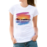 Del Sol Color Changing Women's Junior Crew Tee - Wild Horses, White, Size L