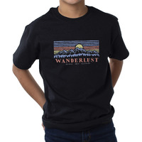 Del Sol Color Changing Youth Boys Crew Tee - Mountain Scene, Black, Size YL