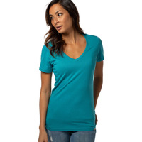 Cariloha Women's Bamboo-Viscose V-Neck Tee - Cooling, Moisture Wicking Short Sleeve Shirt - X-Small - Tropical Teal