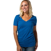 Cariloha Women's Bamboo-Viscose V-Neck Tee - Cooling, Moisture Wicking Short Sleeve Shirt - X-Large - Reef Blue