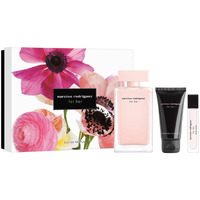 Narciso Rodriguez FOR HER Gift Set (for Her Eau de Parfum 3.3 Fl. Oz + Body Lotion 1.6 Fl. Oz + Eau de Parfum mini 0.33 Fl. Oz)