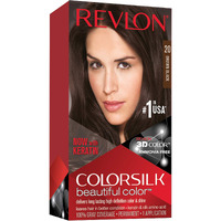 Revlon Permanent Hair Color, Permanent Hair Dye, Colorsilk with 100% Gray Coverage, Ammonia-Free, Keratin and Amino Acids, 20 Brown/Black, 4.4 Oz (Pack of 1)