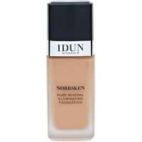 IDUN Minerals Liquid Norrsken Foundation - Silky Smooth Coverage - Luminous, Dewy Finish for Dry and Dull Skin - Water Resistant and Vegan Makeup - 214 Ylva - Neutral Dark - 1.01 oz