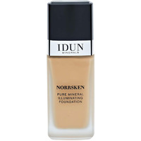 IDUN Minerals Liquid Norrsken Foundation - Silky Smooth Coverage - Luminous, Dewy Finish for Dry and Dull Skin - Water Resistant and Vegan Makeup - 215 Embla - Warm Medium - 1.01 oz