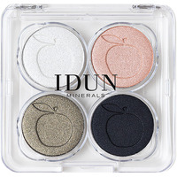 IDUN Minerals Eyeshadow Palette with Mirror - Vitsippa - Swedish Eye Makeup - 4 Mineral Eyeshadow Shades of Green, Black, White, Pink - Each 0.03 oz