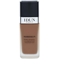 IDUN Minerals Liquid Norrsken Foundation - Silky Smooth Coverage - Luminous, Dewy Finish for Dry and Dull Skin - Water Resistant and Vegan Makeup - 223 Ingeborg - Warm Medium Brown - 1.01 oz