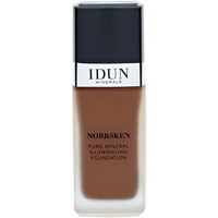 IDUN Minerals Liquid Norrsken Foundation - Silky Smooth Coverage - Luminous, Dewy Finish for Dry and Dull Skin - Water Resistant and Vegan Makeup - 225 Siv - Warm Dark Brown - 1.01 oz