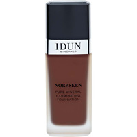 IDUN Minerals Liquid Norrsken Foundation - Light to Medium Coverage - Luminous Finish for Dry and Dull Surfaces - Water Resistant and Safe for Sensitive Skin - 226 Yrsa - Dark Brown Neutral - 1.01 oz