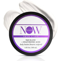 NOW Beauty Squalane Body Butter - Squalane and Hyaluronic Acid Body Lotion with Hydrating Coconut Oil and Shea Butter - Luxurious, Moisturizing, Non-Greasy Cream for Dry Skin - 6 oz