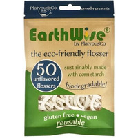 Earthwise Natural Biodegradable Dental Flossers - 50 ct (1 Pack) - Eco-Friendly, Vegan, Sustainable, Compostable, Unflavored, Shred Resistant, Zero Waste Floss Picks - Made with Plant Based Materials