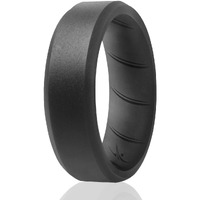 ROQ Silicone Rings - Breathable Silicone Wedding Ring for Men & Women with Comfort Fit Air Flow Design - Mens Silicone Rubber Medical Grade Bands - Grey Color - Size 8