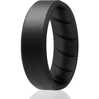 Silicone Wedding BR 8mm Edge Ring - Basic-Black by ROQ for Men - 14 mm Ring