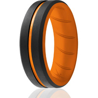 Silicone Wedding BR Middle Line Ring - Orange-Black by ROQ for Men - 16 mm Ring