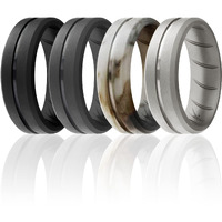 Silicone Wedding BR Middle Line Ring Set - Basic-Marble by ROQ for Men - 4 x 11 mm Ring