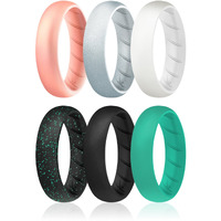 Silicone Wedding BR Solid Ring Set - Basic-Metal by ROQ for Women - 6 x 7 mm Ring