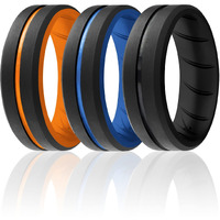 Silicone Wedding BR Middle Line Ring Set - Multicolor by ROQ for Men - 3 x 14 mm Ring