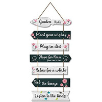 Artvibes Garden Quote Wooden Wall Hanging for Home Decor | Decorative Items for Balcony | Wooden Wall Decoration for Outdoor Decorative Garden | Modern Artworks (WH_7001N), Set of 7