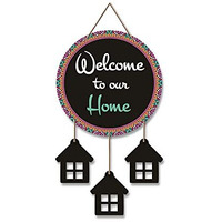 Artvibes Welcome To Our Home Quotes Wooden Wall Hanging Decorative Items for Home Decor | Living Room | Modern House Decoration Item For Gift (WH_7201N)