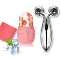 Xevin Ice Roller and 3D Massager Roller Set Facial Combo For Face Skin Eye Body Ice Cube Roller Anti-Aging facial brightning Manual Massagar Women Men Reusable (Ice Roller + 3D Roller)