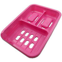 Onmall Soap Case Tray for Bathroom, Kitchen, Sink, Washroom & Home- Plastic 3 Part Soap Dish Holder for 3 Different Soap Storage with Easy Water Draining- Must Have Bathroom Accessories-1PC Assorted