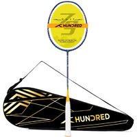 HUNDRED Cult 79 Carbon Fibre Unstrung Badminton Racket with Full Racket Cover for Intermediate Players (80g,Max Tension - 32LBS)